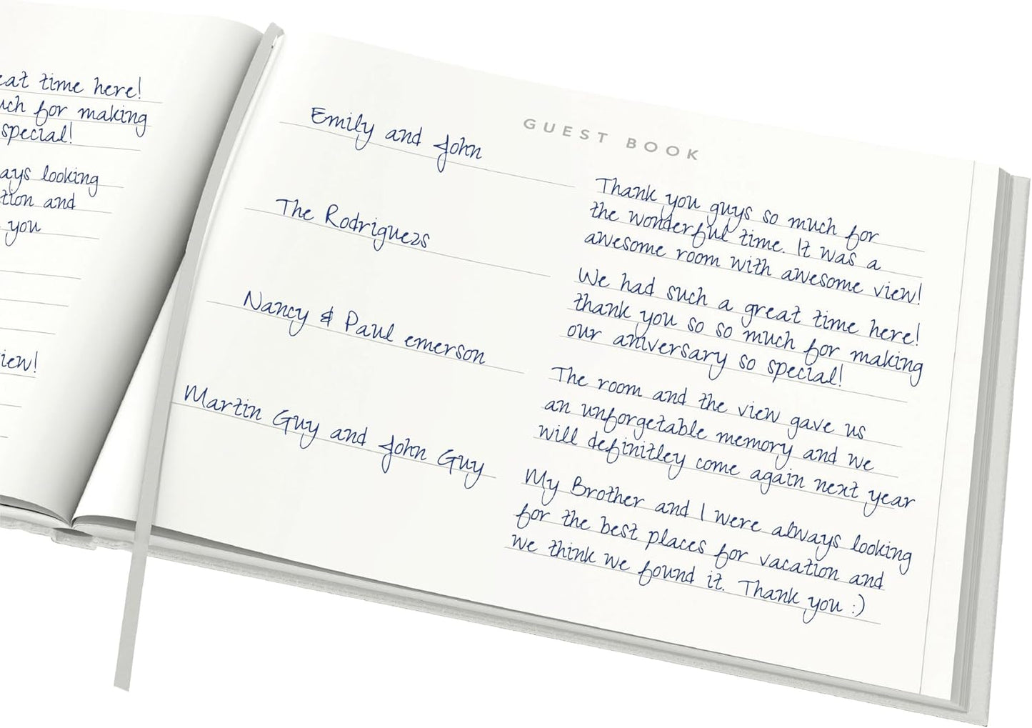Useful Co. Classic White Guest Book, Guest Book Alternative for Party, Sign in Book, Vacation Home, Funeral Guest Book, Hardbound Guestbook, Leather Cover, 112 Pages, 9 x 7 Inches - White