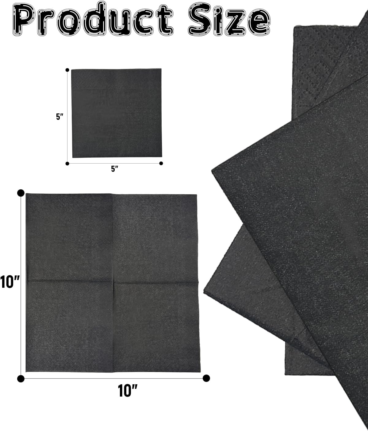 Black Cocktail Napkins 5 * 5inch disposable Beverage Napkin paper for Cocktail, Wedding, Dinner，Birthday Party Dessert Wine Paper Napkins（ 120 Count）