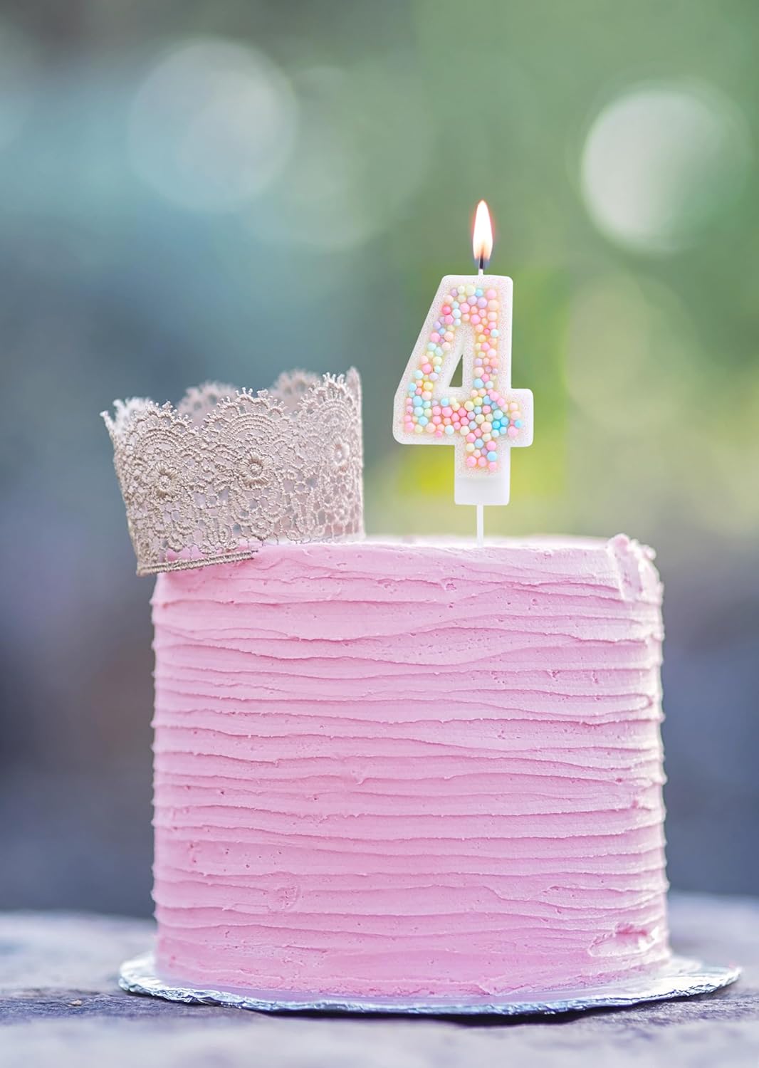 4 Birthday Candle Macaron Glitter Pastel 4 Candle Birthday Girl Women Sweet Theme Four Years Old Birthday Wedding Anniversary Party Cake Decor