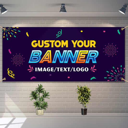 Custom Banners and Signs Personalized Banner Custom Photo/Text Banner Customize Banners for Parties Business Birthday Outdoor/Indoor(7'x3')