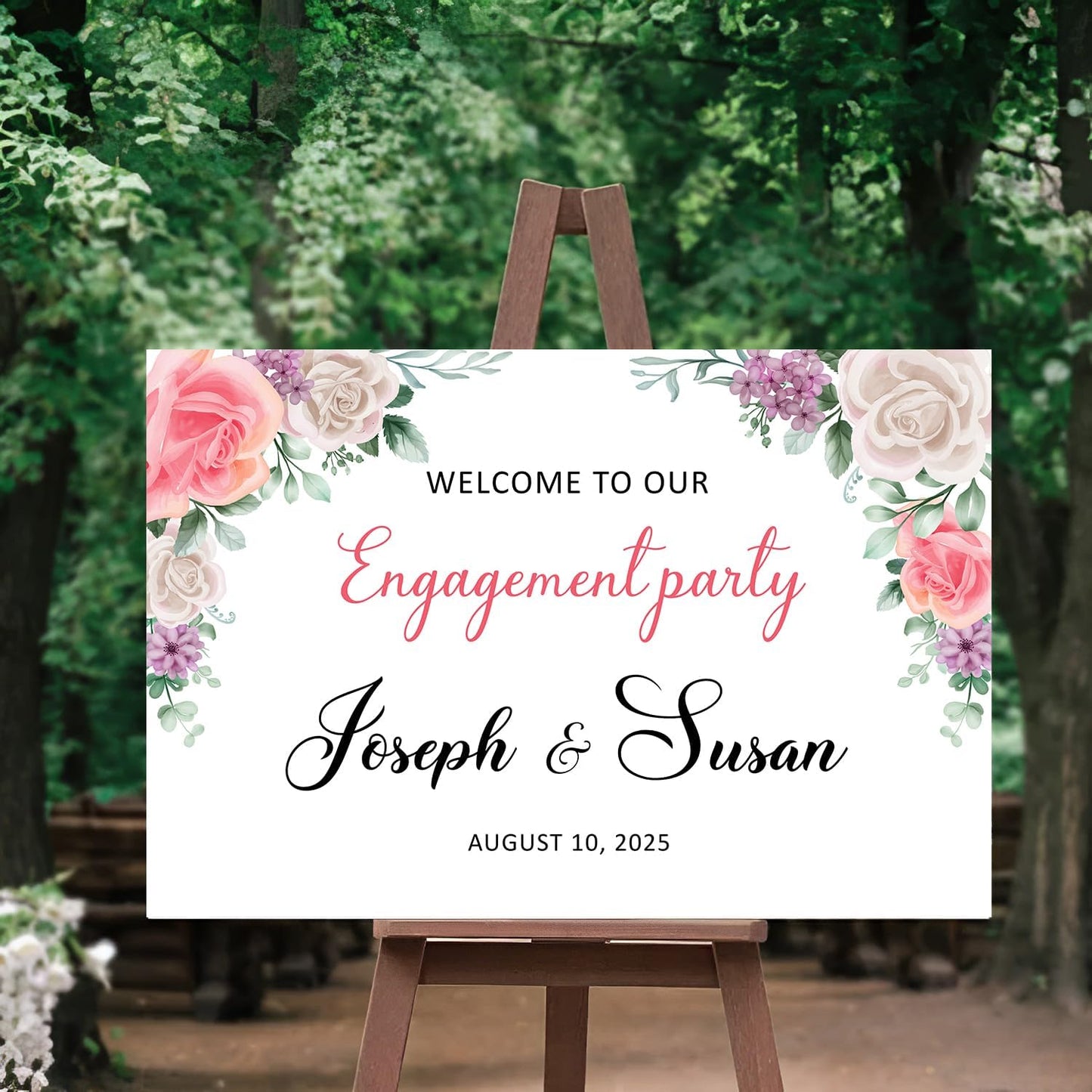 White Theme Engagement Dinner Decorations - Welcome Signs For A Party