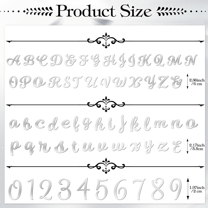 Teenyyou 68 Pcs Acrylic Alphabet Number Cake Topper 0-9 Number and A-z Letters Personalized Cake Picks Decor DIY Name Cupcake Toppers Christmas Wedding Baby Shower Party(Silver)