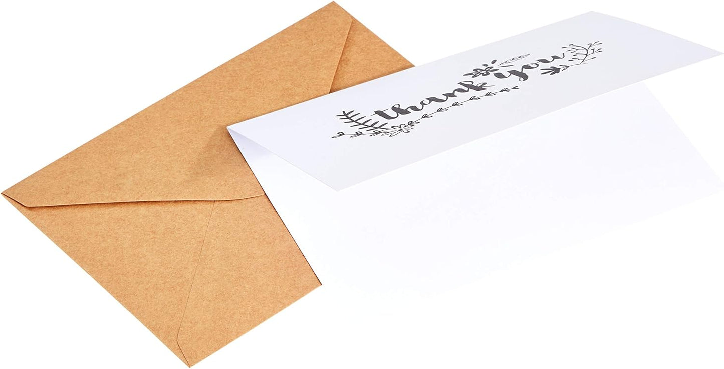Amazon Basics Thank You Cards and Envelopes, 48 Count, Black and White (Pack of 10)