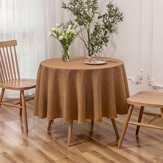 maxmill Harvest Round Swirl Design Table Cloth Waterproof Wrinkle Free Heavy Weight Soft Tablecloth for Fall Thanksgiving Dinning Circular Table Cover Decoration Round 70 Inch, Fall Leaf