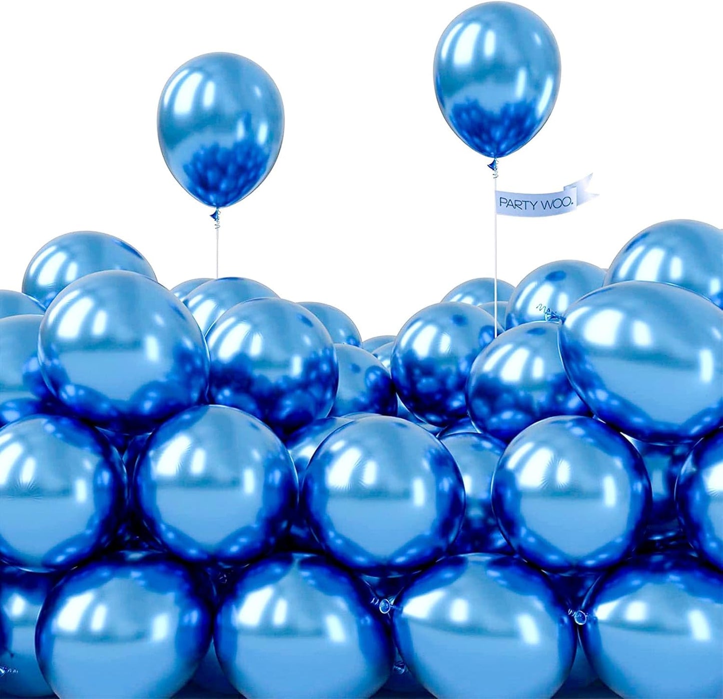 PartyWoo Metallic Blue Balloons 50pcs 5 Inch Small Mini Chrome Blue Latex Balloons for Graduation Wedding Baby Shower Engagement Baby Shower Wedding Bachelorette Birthday Party Decorations Blue-G106