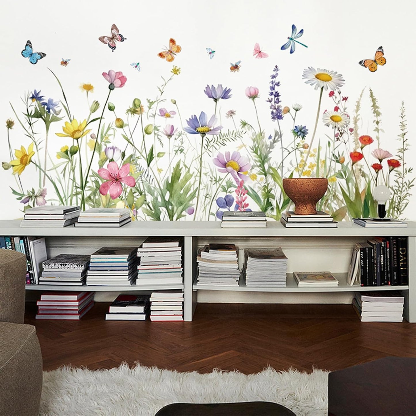 Flower Wall Murals Peel Plant Wall Stickers Room Wall Decals Decor for Bedroom Wall Stickers for Living Room Wall Decor Stickers & Murals 3D DIY Wall Art as Decorations B