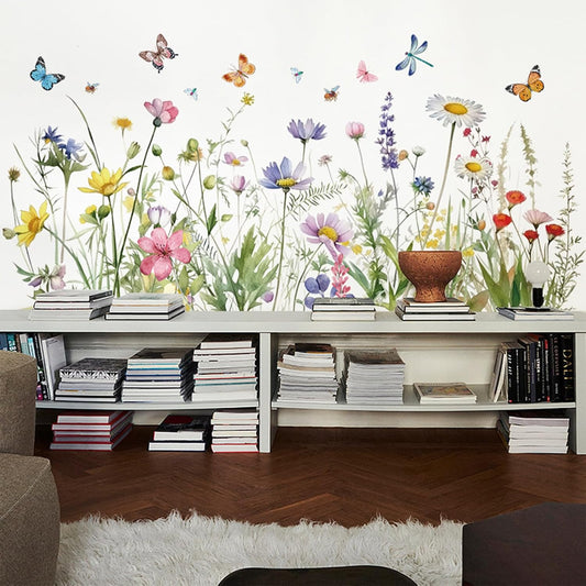 Flower Wall Murals Peel Plant Wall Stickers Room Wall Decals Decor for Bedroom Wall Stickers for Living Room Wall Decor Stickers & Murals 3D DIY Wall Art as Decorations B