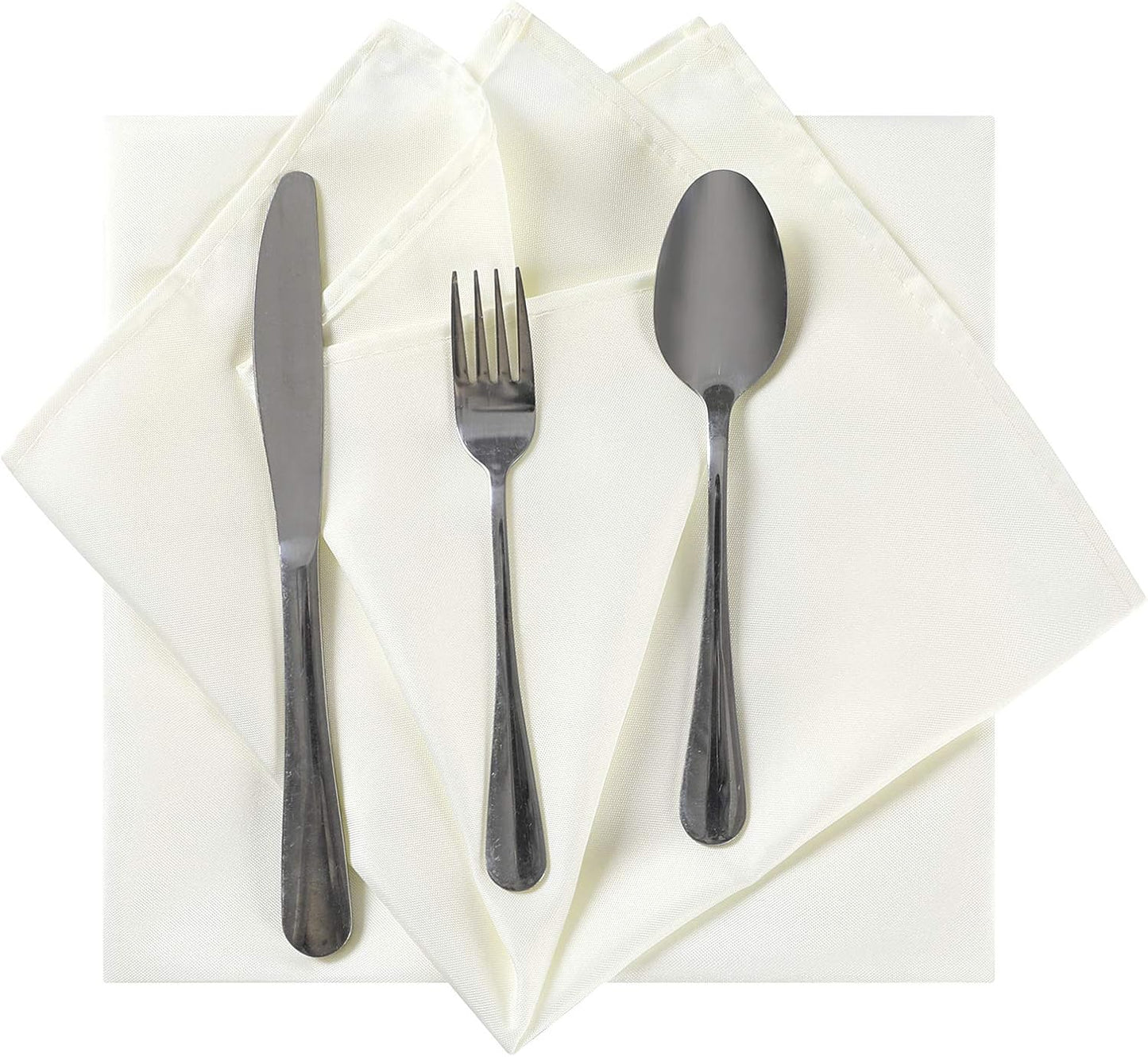 Cloth Napkins 17x17 inch Washable Polyester Dinner Napkins Soft Table Napkins for Wedding Party Dining Banquet(Ivory,100PCS)
