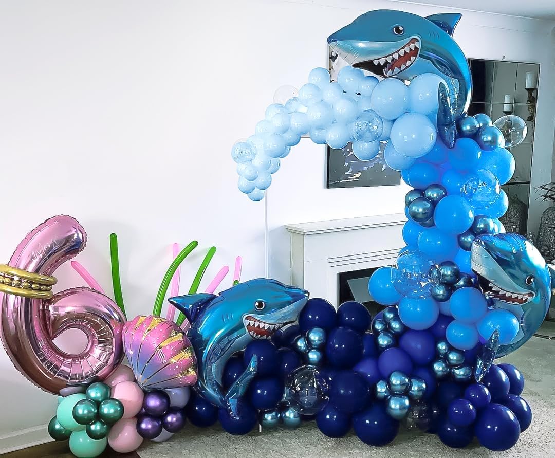Bezente Blue Balloons Set,60pcs 12 inch Metallic Blue Pearl Blue Navy Blue Pastel Blue Latex Balloons Kit for Birthday,Baby Shower,Wedding,Graduation Party Decorations