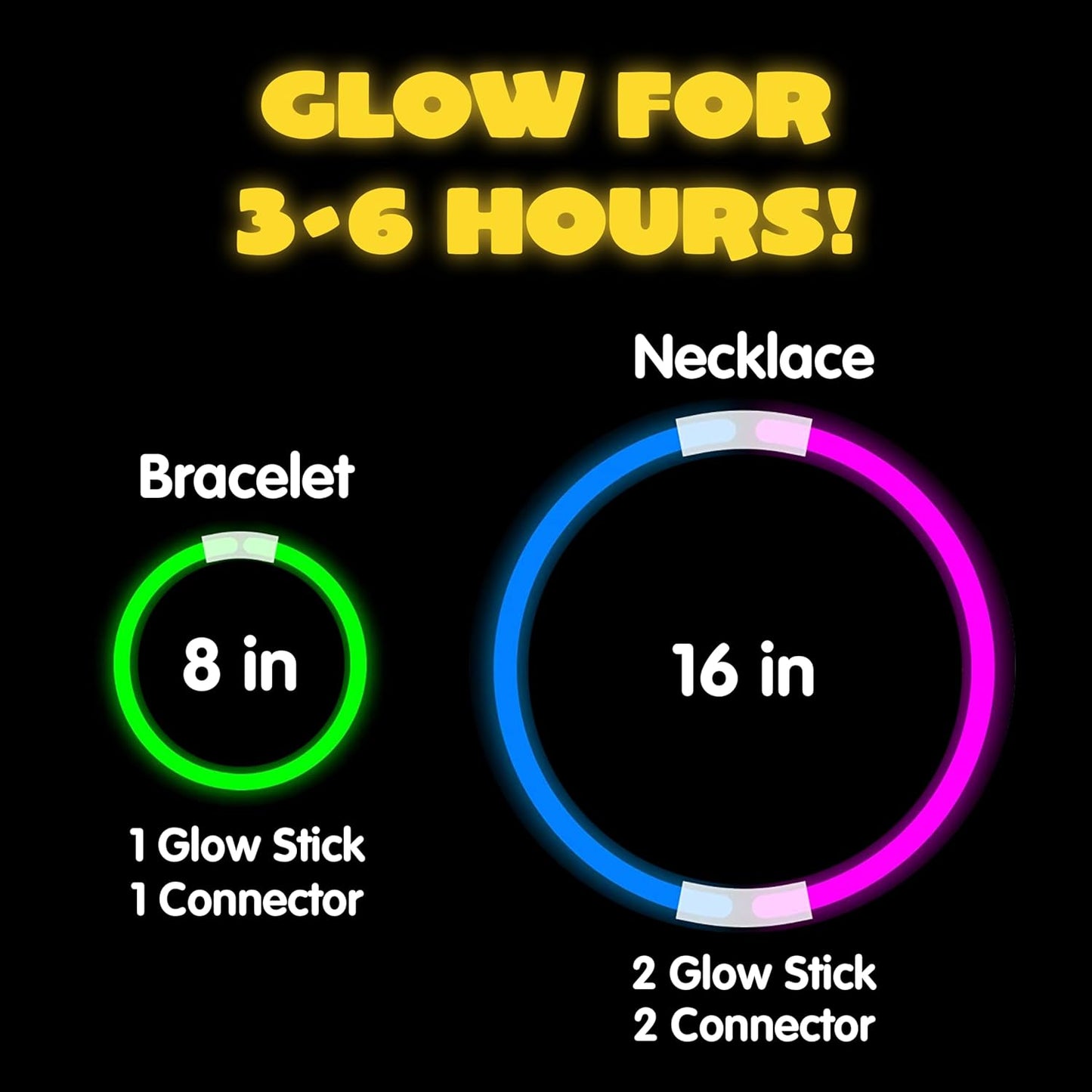 JOYIN 200 Pcs 8" Glow sticks Bulk Party Favors Pack, Neon Glow in the Dark Party Supplies, Light Up Necklaces and Bracelets with Connectors, Christmas, Halloween, Football, Birthday Decorations