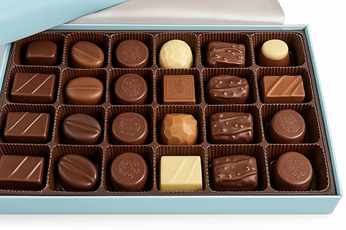 Andy Anand Chocolatier Sugar Free Belgian Chocolate Truffles - Delicious Handmade Chocolate Assortments Gift Box, Sweetened With Natural Stevia, Perfect as Chocolate Gifts For Women (24 Pieces)