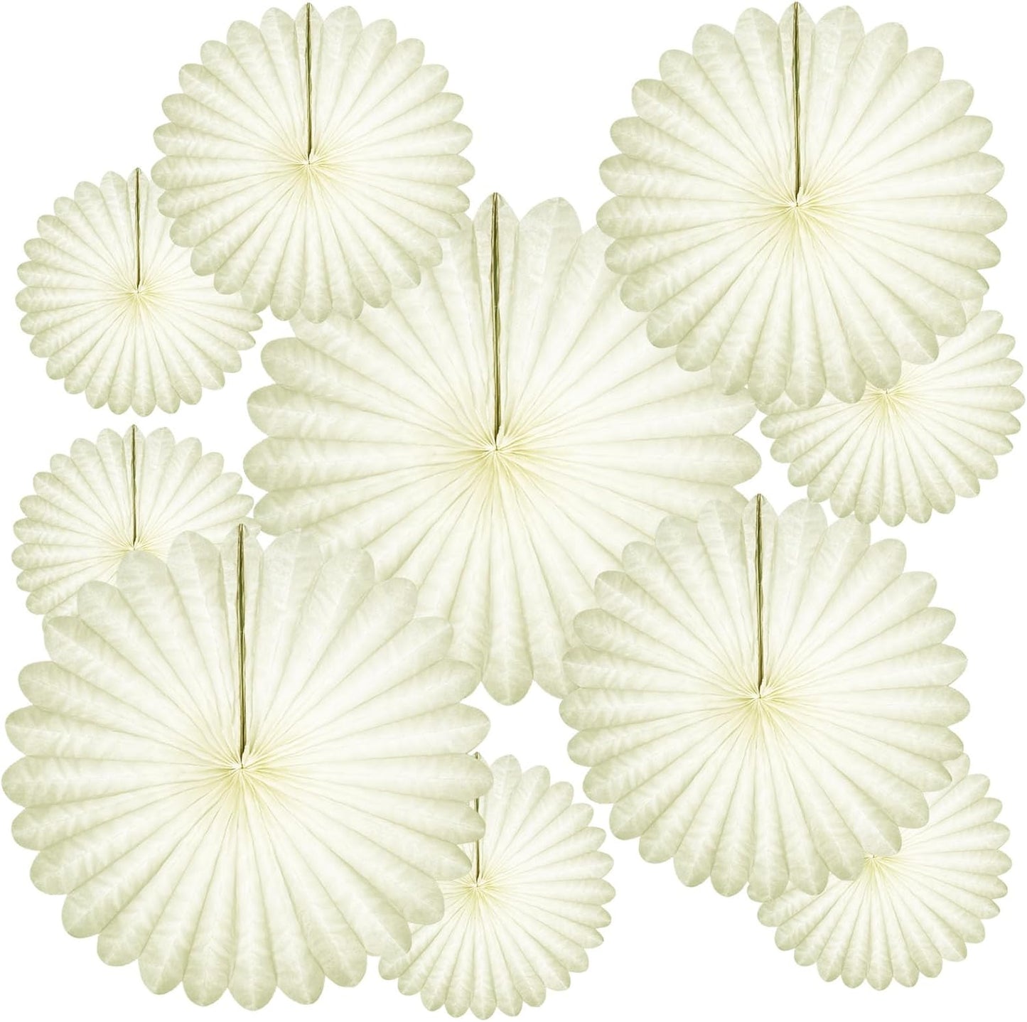20 Pcs Ivory White Hanging Paper Fan, Round Paper Fans Decorations Set for Weddings, Birthdays, Engagement, Bridal Shower, Baby Shower Event, Graduation, Party Supplies Decor