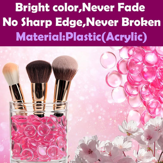HappyFiller Bright Pink Wedding Centerpieces Party Decor 630 PCS 0.6 Inch Acrylic Flat Marbles Vase Fillers Gems Cabochons Dome Tiles,Crafts,Photo Charm,Table Scatter,Makeup Brush,Candle Holder