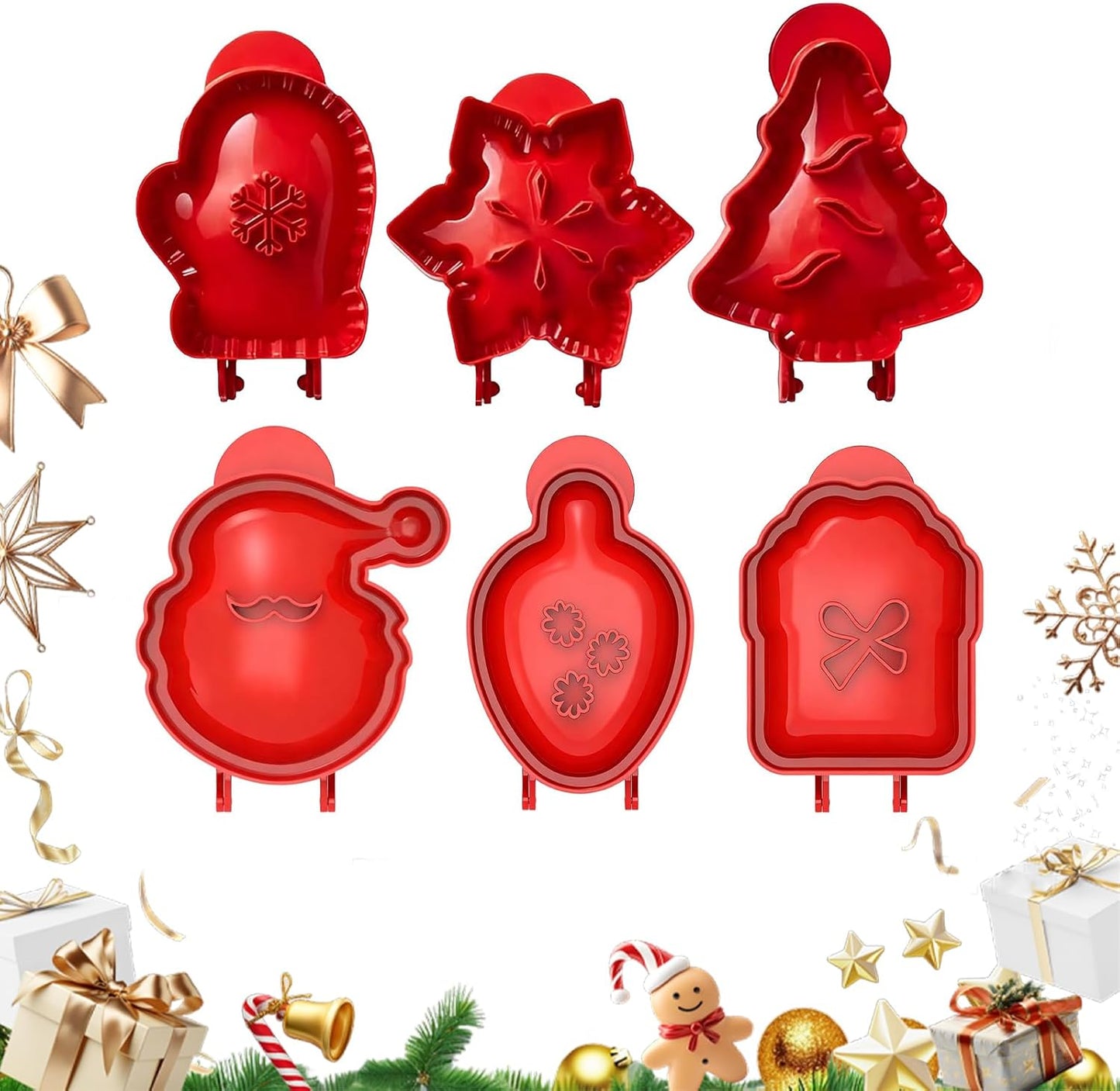 Holiday Mini Pie Mold, Hand Pie Press Molds Maker for Christmas Party Potluck Baking, Dough Presser Pies Molds for Fall, Thanksgiving & Christmas Festivals (6 Pcs-A)