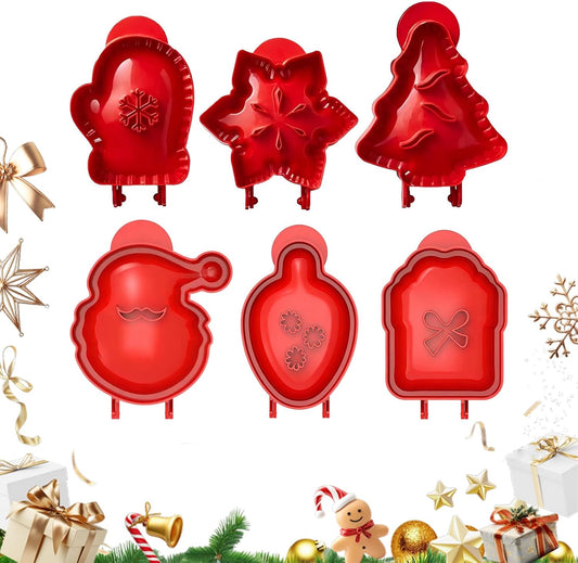 Holiday Mini Pie Mold, Hand Pie Press Molds Maker for Christmas Party Potluck Baking, Dough Presser Pies Molds for Fall, Thanksgiving & Christmas Festivals (6 Pcs-A)
