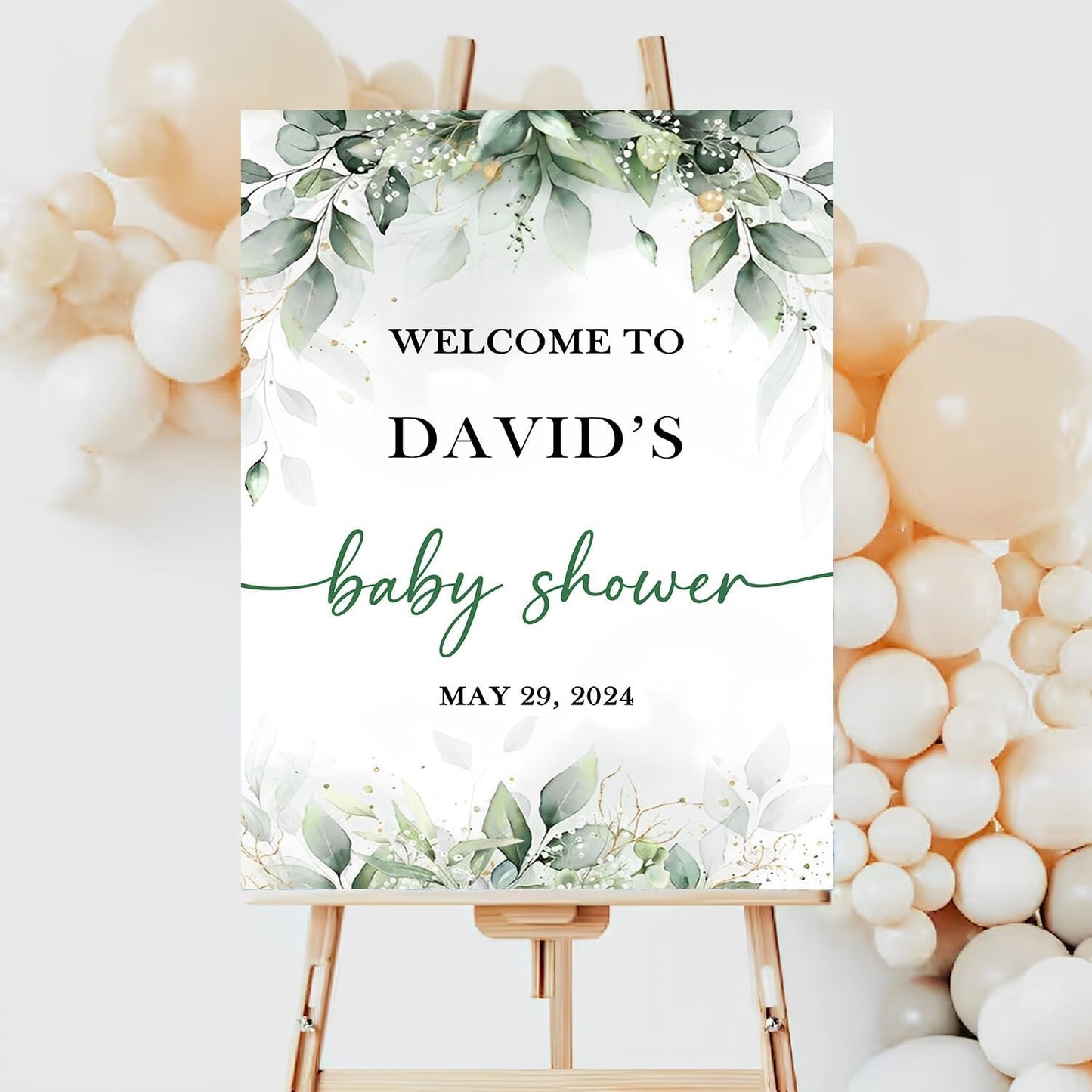 Editable Greenery Baby Shower Welcome Sign, Greenery Baby Shower Sign, Baby Shower Decorations, Greenery Baby Shower Decoration, Baby Shower Sign, Plastic Sign Full Size