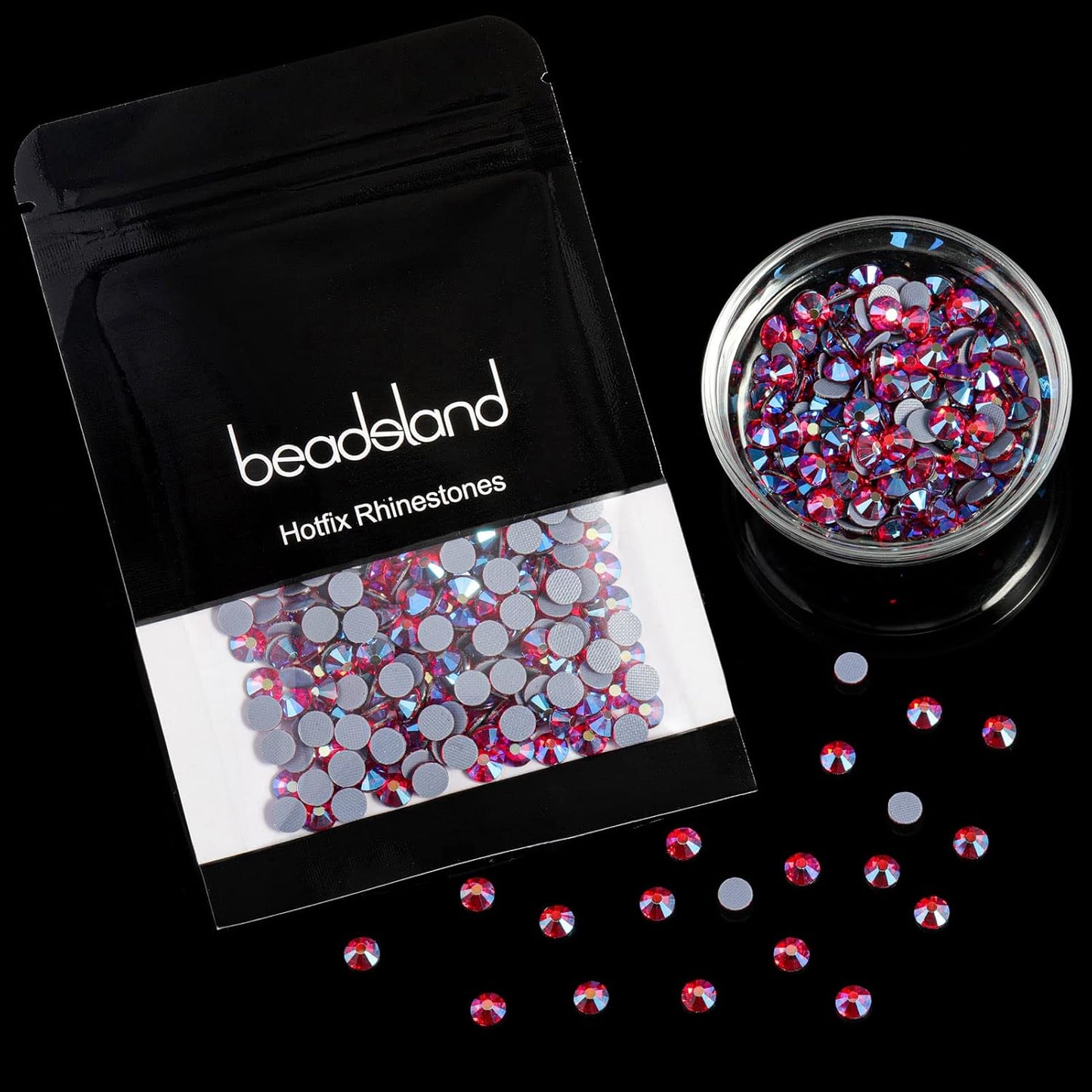 Beadsland Hotfix Rhinestones, 2880pcs Flatback Crystal Rhinestones for Crafts Clothes DIY Decorations, Light Siam AB, SS6, 1.9-2.1mm