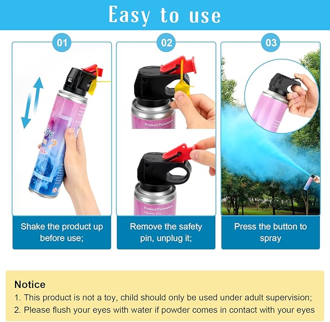 QIYVLOS Gender Reveal Fire Extinguisher 2 Packs, Gender Reveal Smoker Bomb, Baby Boy Reveal Party Ideas for Gender Reveal Decorations (Large, Blue)