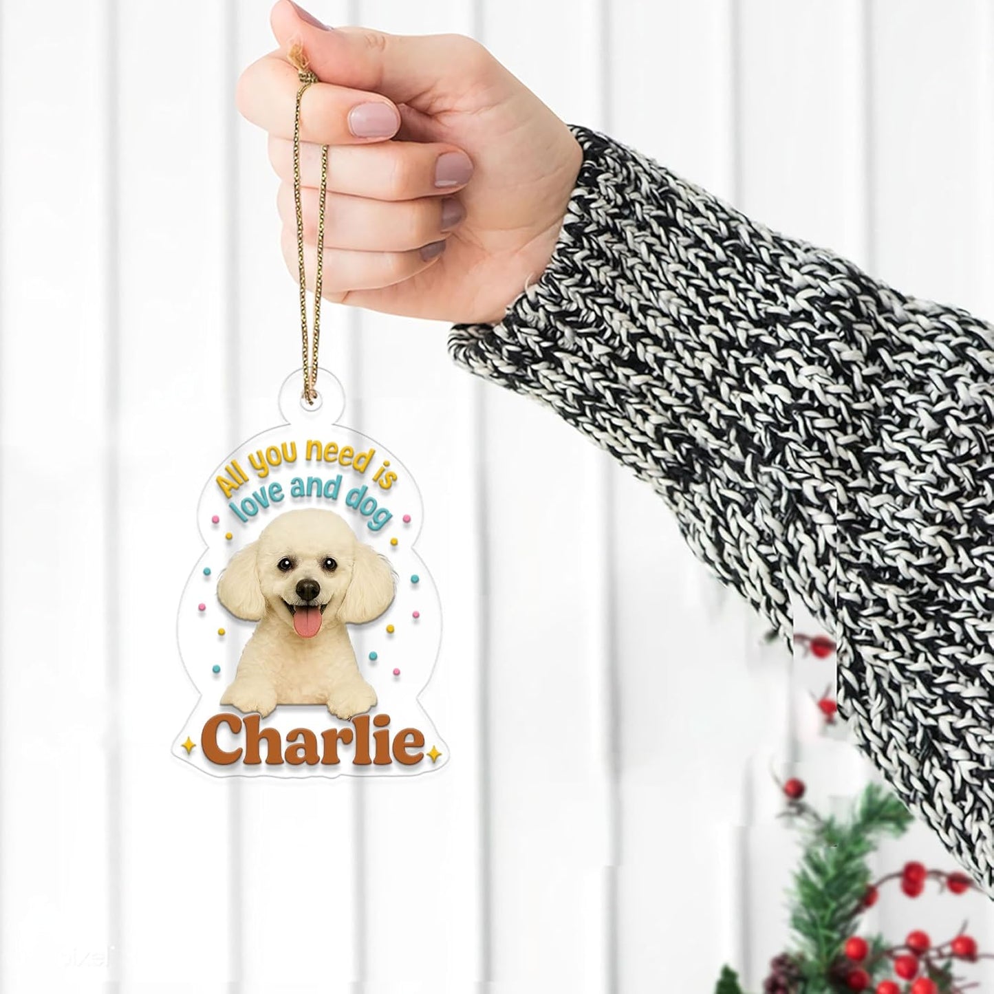Custom Pet Photo with Name Ornament, Personalized Pet Gift, Gift For Pet Lover, Christmas Pet Decor Acrylic Ornament – Personalized Christmas Tree Decoration, Custom Holiday