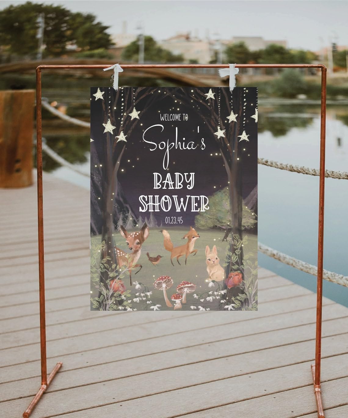 Generic Baby Shower Welcome Sign, Enchanted Woodland Theme, Customizable Yard Sign, Plastic, 12' x 18', 24' x 18', 36' x 24'