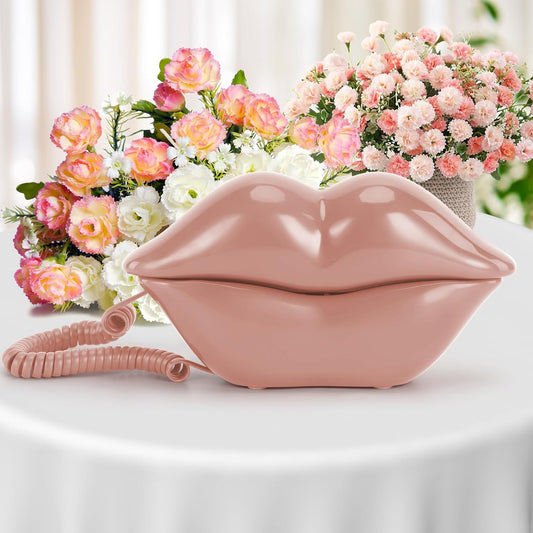 UKBW Audio Guest Book Wedding Phone, 32G Record Customized Audio Message,Interesting Mouth Lip-Shaped Audio Guestbook for Birthdays Parties Confessions Special Occasions (Pink)