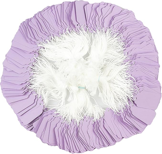 500pcs Price Tags with String - 1.88“x1.18 Purple Merchandise Tags for Clothing Jewelry and Crafts