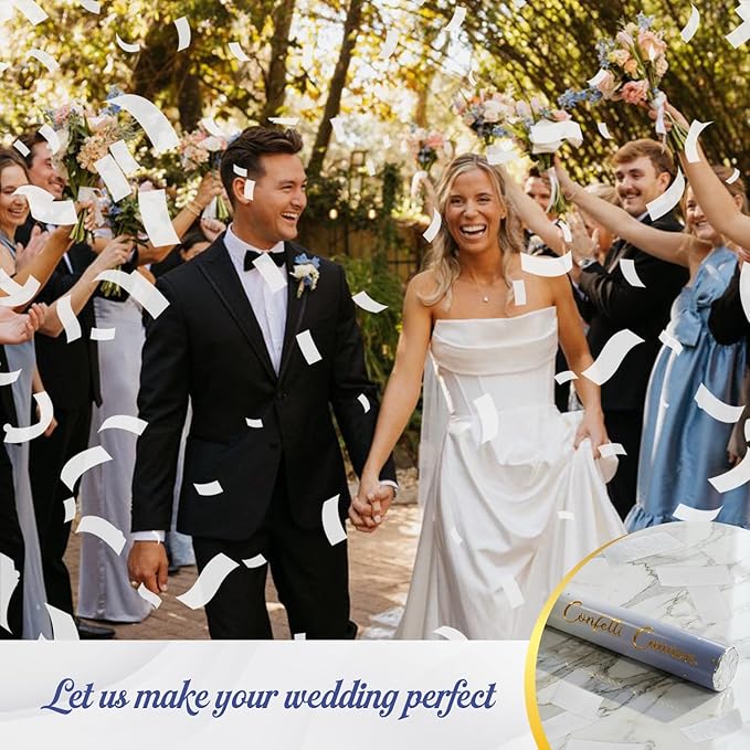 Confetti Poppers White Confetti Cannon 12 Pack Party Poppers Biodegradable12inch Wedding Party Confetti Bulk Streamer Confetti Cannon Launches up to15-25ft for Christmas Birthday Graduation New Year