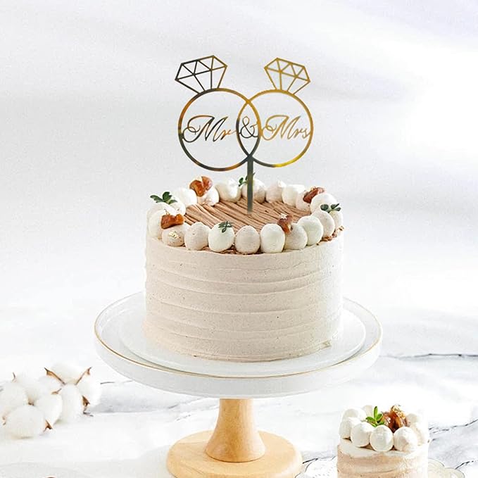 8 Pcs Mr and Mrs Cake Topper, Gold Acrylic Wedding Cake Toppers, Personalized Wedding Cake for Weddings, Engagement, Anniversary，Bridal Shower Cake Decoration