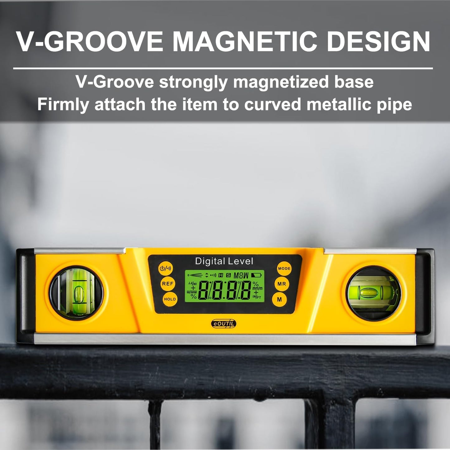 Digital Level and Protractor, 10 Inch IP54 Protected Electronic Bubble Inclinometer Angle Finder Gauge with Large LED Backlight Display & Magnetized V-Groove Base Carrying Bag Included (Orange)