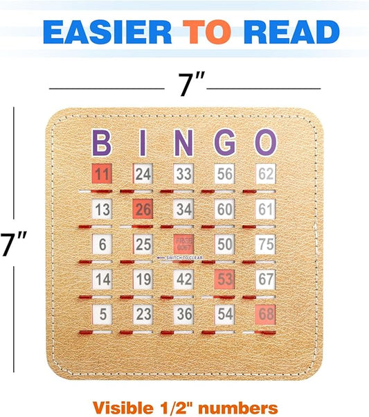 GSE Games & Sports Expert Shutter Bingo Cards, Finger-Tip Shutter Slide Bingo Cards, Easy-Read Large Print Bingo Cardboard with Sliding Windows