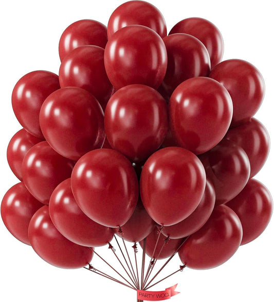 PartyWoo Maroon Balloons 101 pcs 12 Inch Burgundy Ruby Red Dark Red Latex HeliumBalloons for Graduation Birthday Valentine's Day Memorial Day Thanksgiving Wedding Anniversary Party Decorations Red-Y75