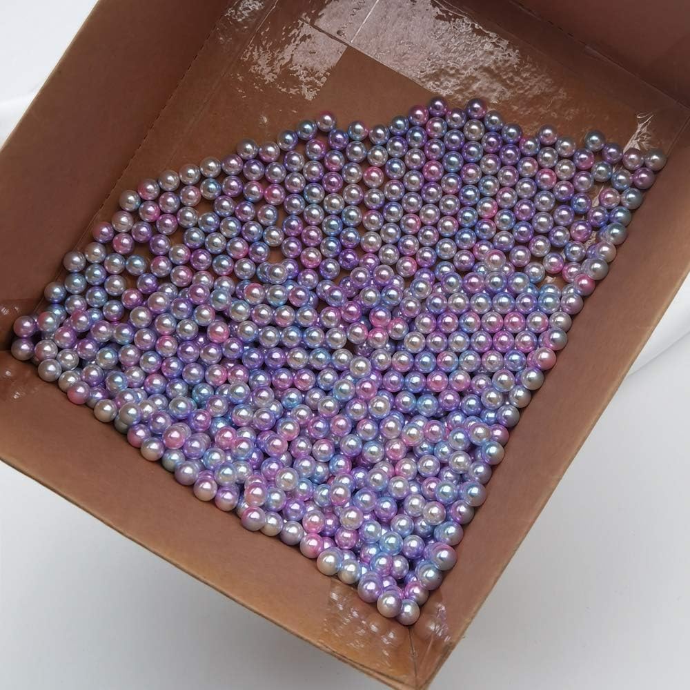 INSPIRELLE 1100 Pieces Gradient Undrilled ABS Art Faux Pearls for Vase Fillers, 8mm Pink-Lilac No Hole Makeup Beads Mermaid Imitation Round Pearl Beads for Table Scatter Home Wedding Decoration