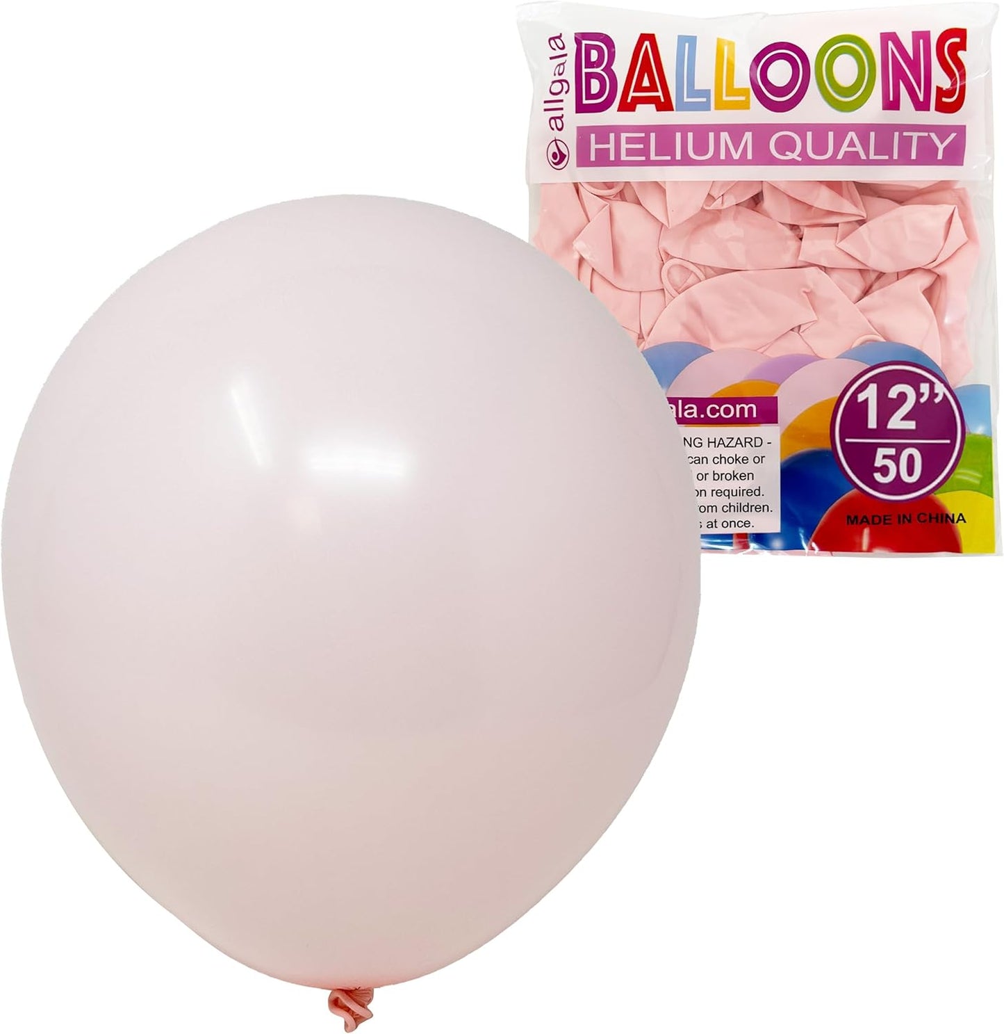 Allgala Helium Grade Latex Balloons - Bulk Balloon Pack | Ideal for Birthday Party Decorations, Gender Reveal, Thanksgiving | Thick and Strong Colored Balloons for Events | 50 pcs 12" - Retro Pink