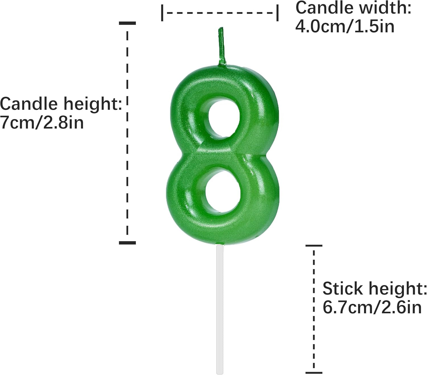 Green Number 8 Birthday Candles, Cake Toppers for Birthday/Baby Shower/Anniversary/Wedding Party Celebrating/Decorating. (Green Number 8)