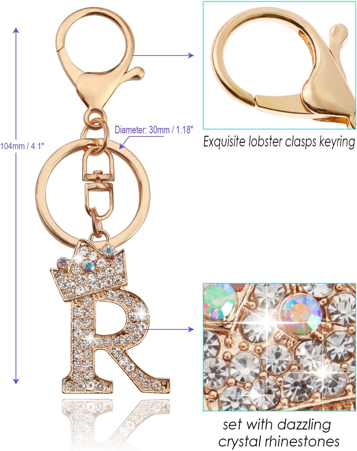 ChunlongFour Initial Letter Keychain for Women Girl Bag Charm Butterfly Tassel Keychain for Wallet Car Key Backpack Handbag