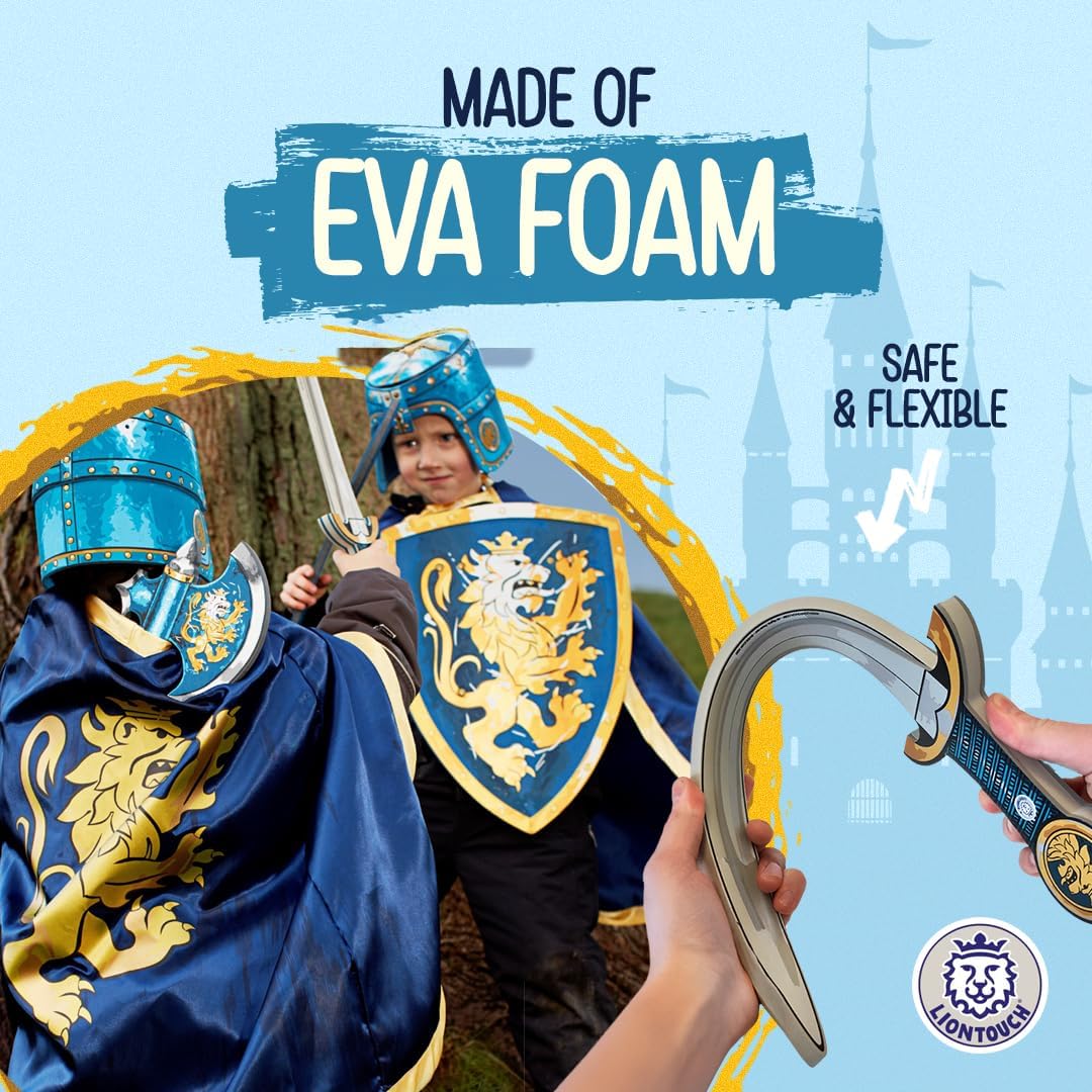 Liontouch - Noble Knight Foam Sword, Shield & Axe, Blue | Playfighting Set for Boys Aged 3-8 Years | Safe Medieval Toy Weapons & Battle Accessories | Pretend Play, Dress Up & Costumes for Kids