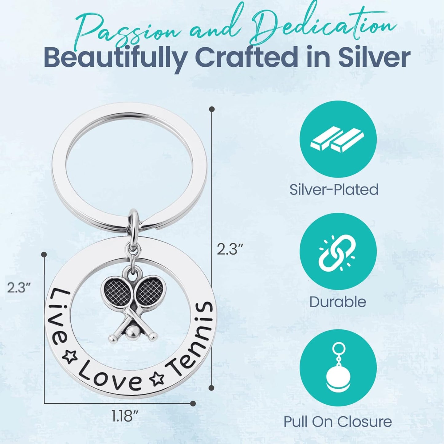 Infinity Collection Tennis Keychain, Live Love Tennis Jewelry- Girls Tennis Racket Keychain, Tennis Themed Gifts for Tennis Players, Tennis Coaches & Tennis Teams