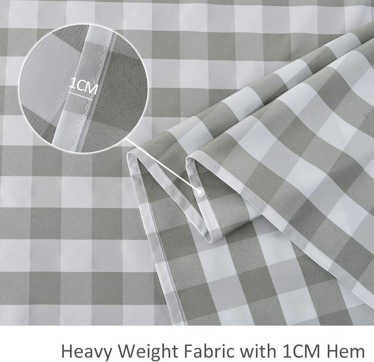 maxmill Checkered Tablecloth Stain Resistant Waterproof and Wrinkle Resistant Washable Heavy Weight Table Cloth Gingham for Dining Room and Outdoor Use, Rectangle 60 x 120 Inch Gray and White