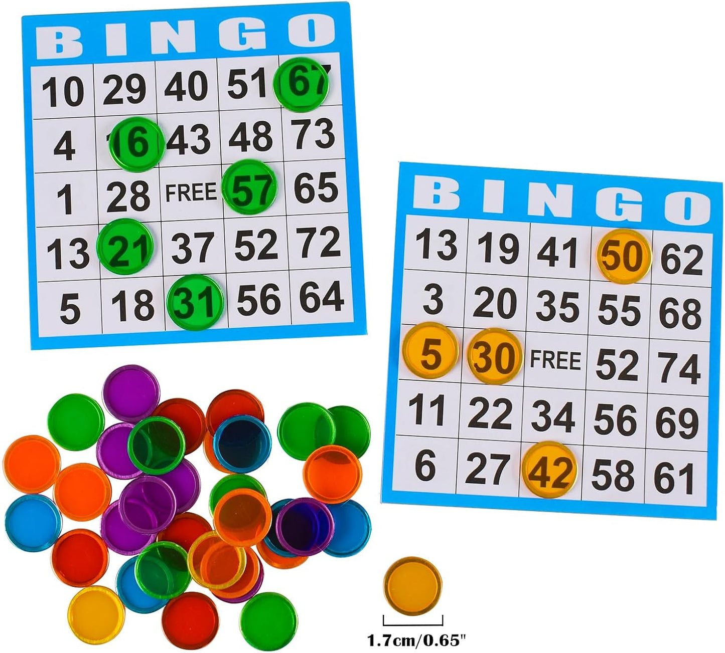 SEETOOOGAMES Disposable Bingo Cards Bulk- 1on Blue Paper (100 Books of 5 Sheets) for Large Groups