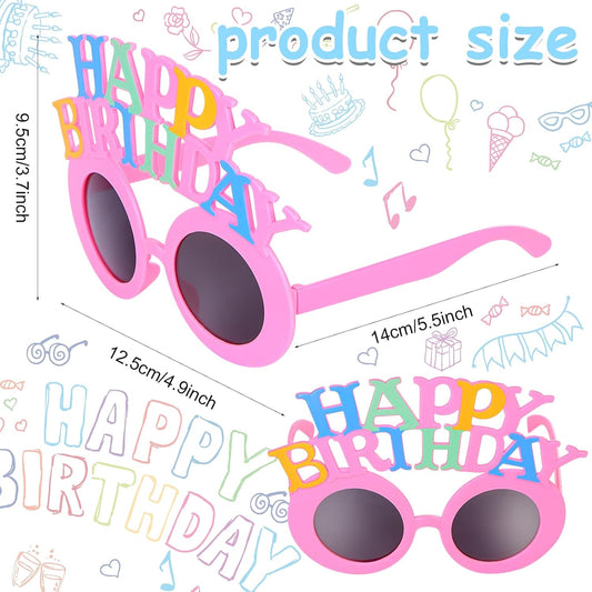 16 Pairs Happy Birthday Sunglasses Funny Photo Props Sunglasses Happy Birthday Party Novelty Sunglasses Sweet Cream Cake Glasses for Adults Birthday Party Favors