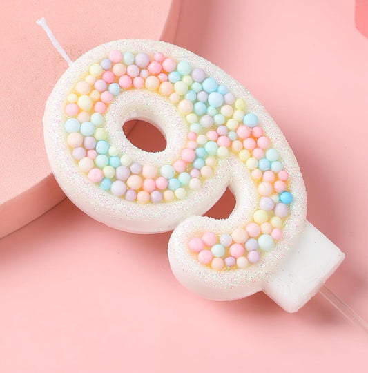 19th Birthday Candle Macaron Glitter 3D Pastel Number 19 Candles for Birthday Cakes Girl Women Sweet Theme Birthday Wedding Anniversary Party Cake Decoration