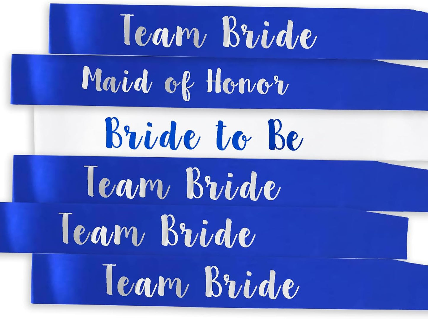 6 PACK Bachelorette Sashes for Bride and Bridesmaid, Royal Blue Maid of Honor Team Bride Sashes for Bridal Shower or Bachelor Party Decorations, Silver Letter