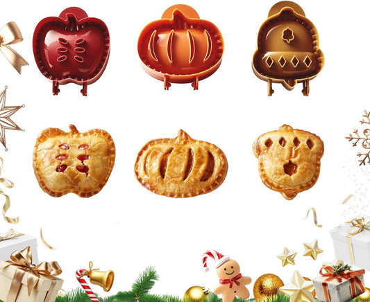 Holiday Mini Pie Mold, Hand Pie Press Molds Maker for Christmas Party Potluck Baking, Dough Presser Pies Molds for Fall, Thanksgiving & Christmas Festivals (3 Pcs-C)