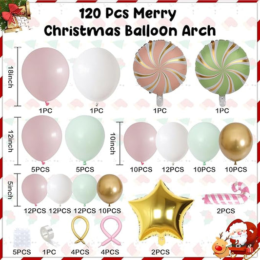 Pastel Balloon Arch Garland Kit, Macaron Pink Green White Gold Latex Party Balloons Pastel Color Easter Balloon for Easter Spring Wedding Graduation Baby Shower Birthday Party Decorations