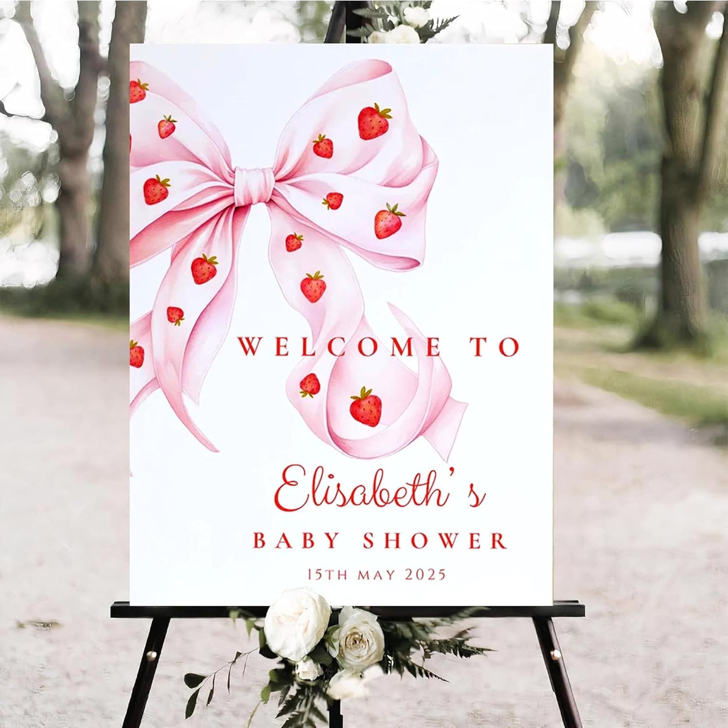 Personalized Pink Bow Baby Shower Welcome Sign, Custom Minimalist Bow Baby Girl Party Sign, Baby's Shower Gifts, Birthday Gifts, Gender Reveal Decorations, Newborn Announcement Party Supplies - 22