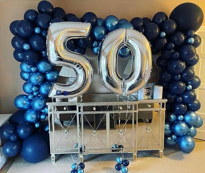 KBZVNAF Navy Blue Latex Party Balloons - 50 Pack 12 inch Round Helium Navy Balloons for Graduation Baby Shower Birthday Wedding Party Decorations