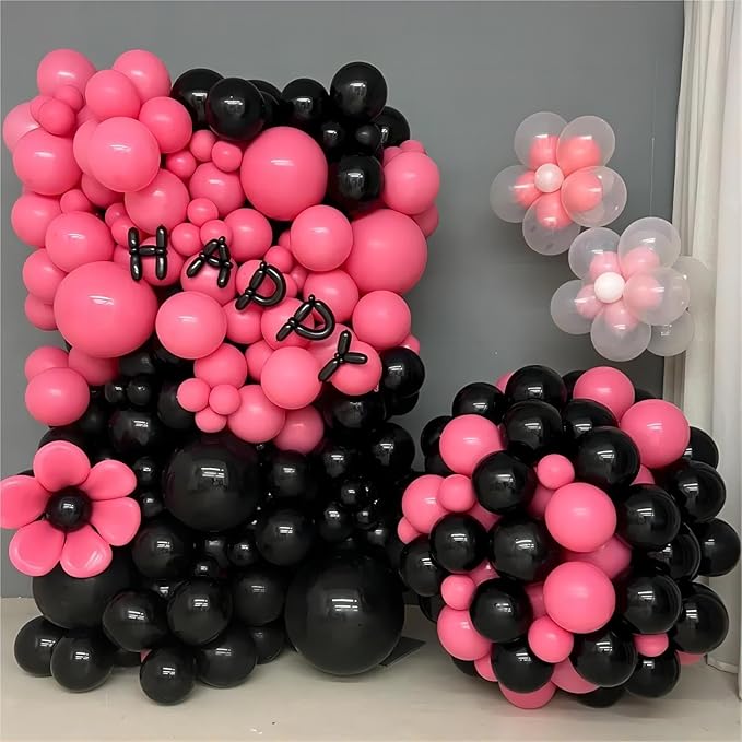 Black Balloons, 140pcs Black 18 12 10 5 Inch Different Sizes Pack Party Latex Balloons for Birthday Halloween Holiday Balloon Garland as Party Decorations