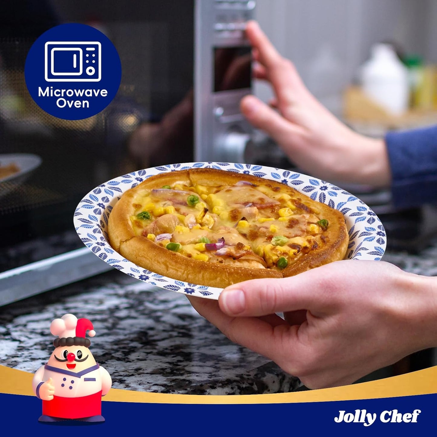 JOLLY CHEF 8.37 inch Paper Plates 280 Count Soak Proof, Cut Proof, Heavy Duty Printed Disposable Plate for Thanks Giving or Everyday Use
