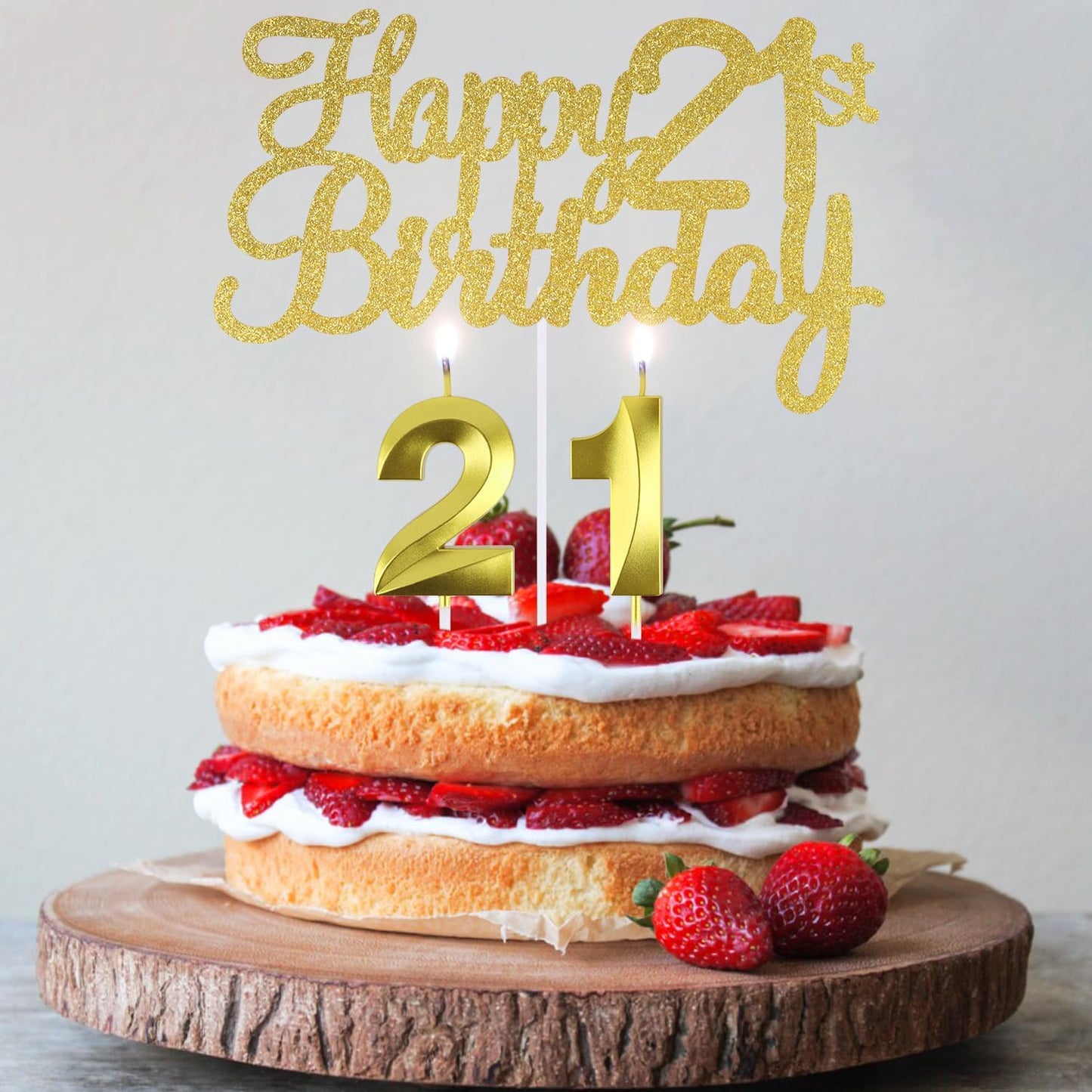 Happy 21st Birthday Cake Topper, 21 Birthday Candles, 21 Cake Topper, Number 21 Candles, Happy 21st Birthday Cake Decorations for 21 Birthda y Decorations (21)