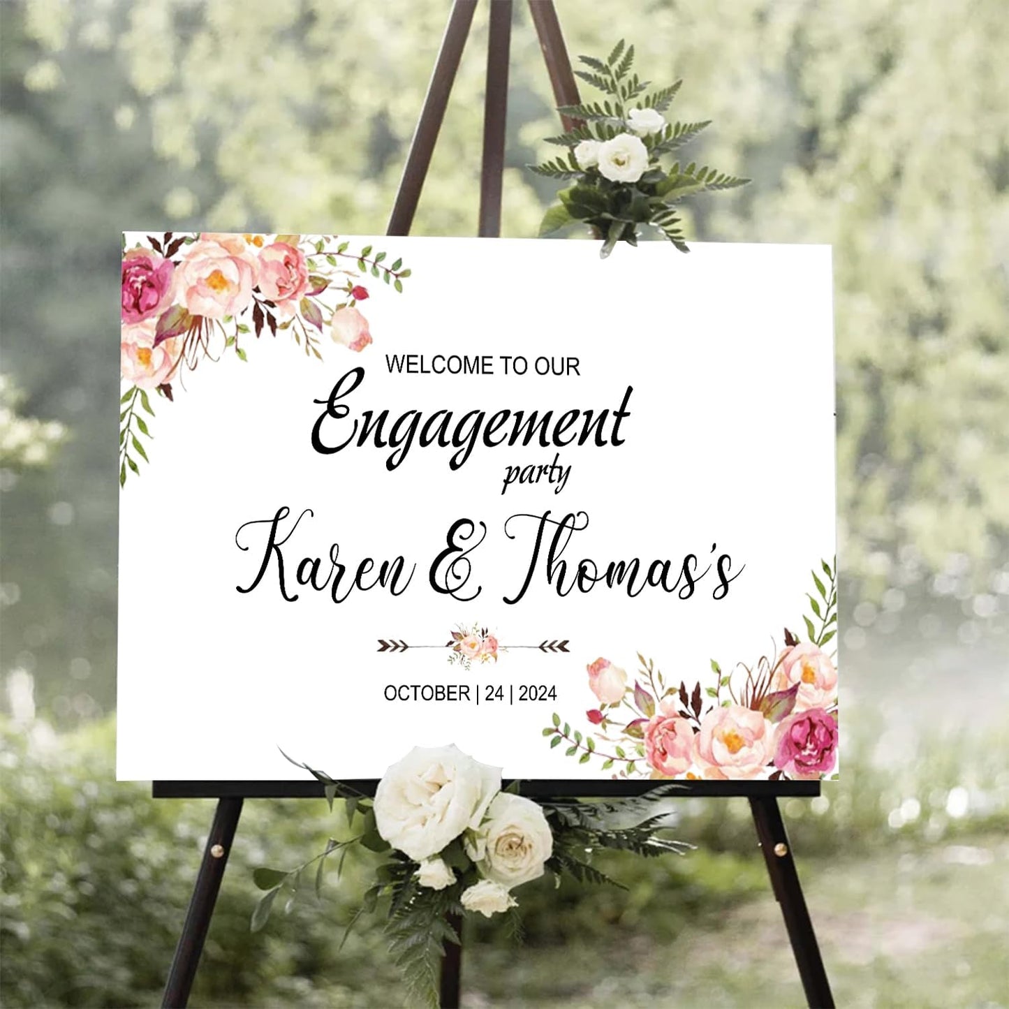 Engagement Welcome Sign With Stand - Party Decorations for Welcome to Our Engagement Party
